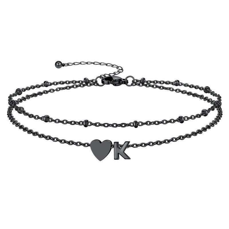 Initial Heart Layered Anklet With Heart for