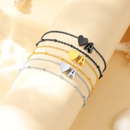 Initial Heart Layered Anklet With Heart for