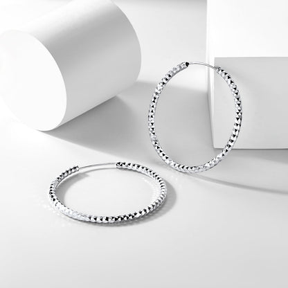 925 Sterling Silver 30/50/70mm Simple Hoop Earrings for