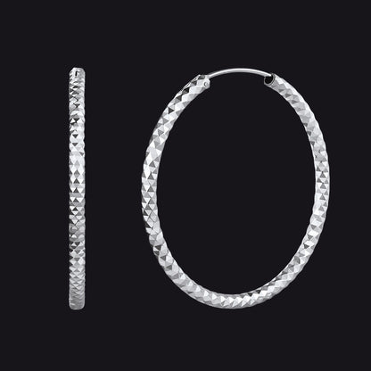 925 Sterling Silver 30/50/70mm Simple Hoop Earrings for