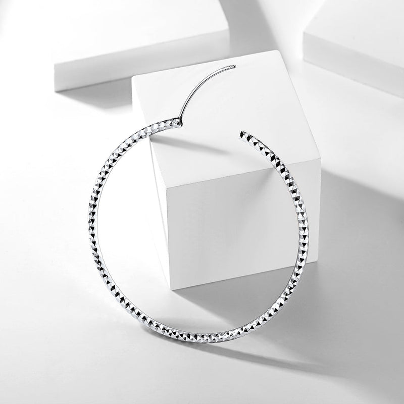 925 Sterling Silver 30/50/70mm Simple Hoop Earrings for