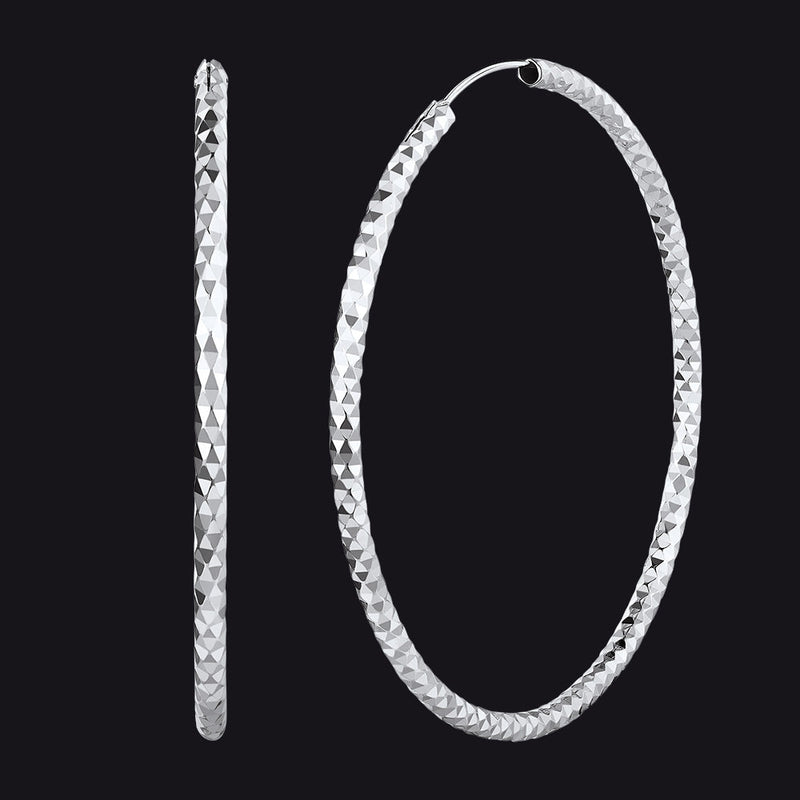 925 Sterling Silver 30/50/70mm Simple Hoop Earrings for