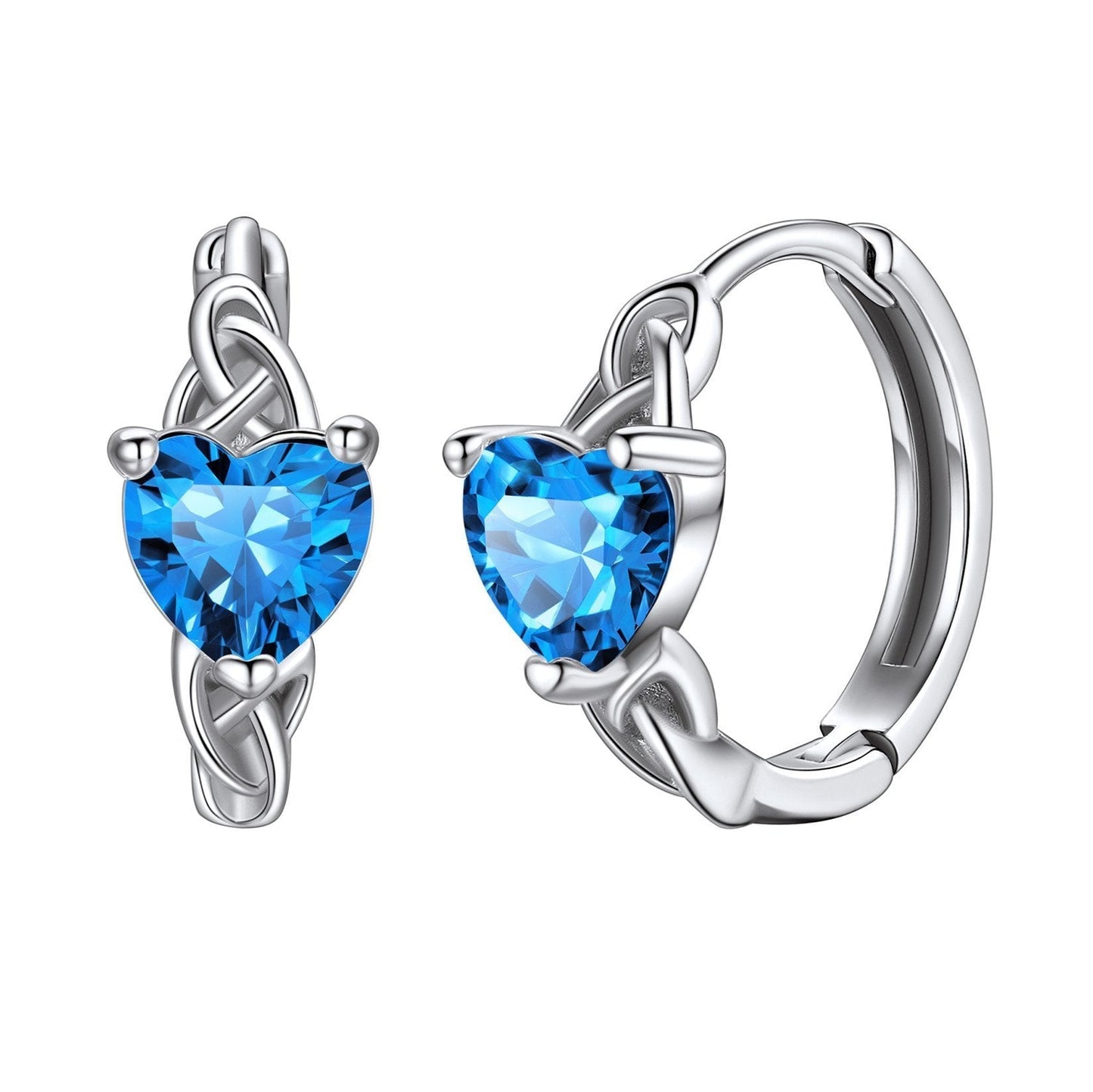 Sterling Silver Celtic Hoop Earrings With Birthstone for