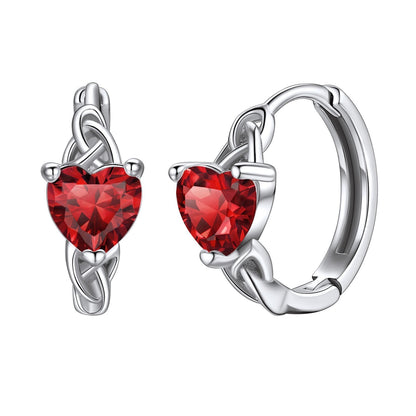 Sterling Silver Celtic Hoop Earrings With Birthstone for