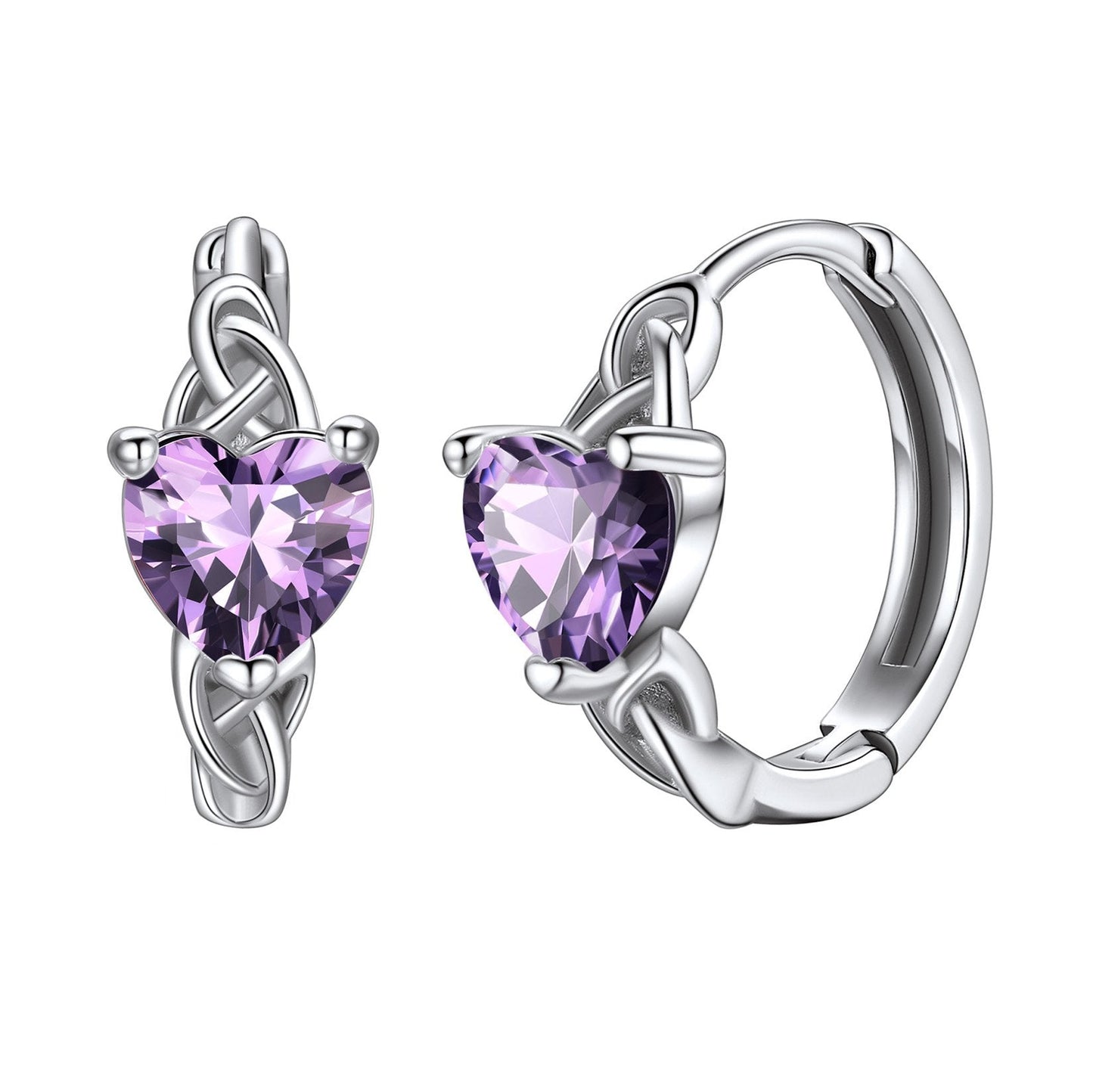 Sterling Silver Celtic Hoop Earrings With Birthstone for