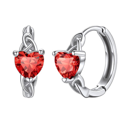 Sterling Silver Celtic Hoop Earrings With Birthstone for