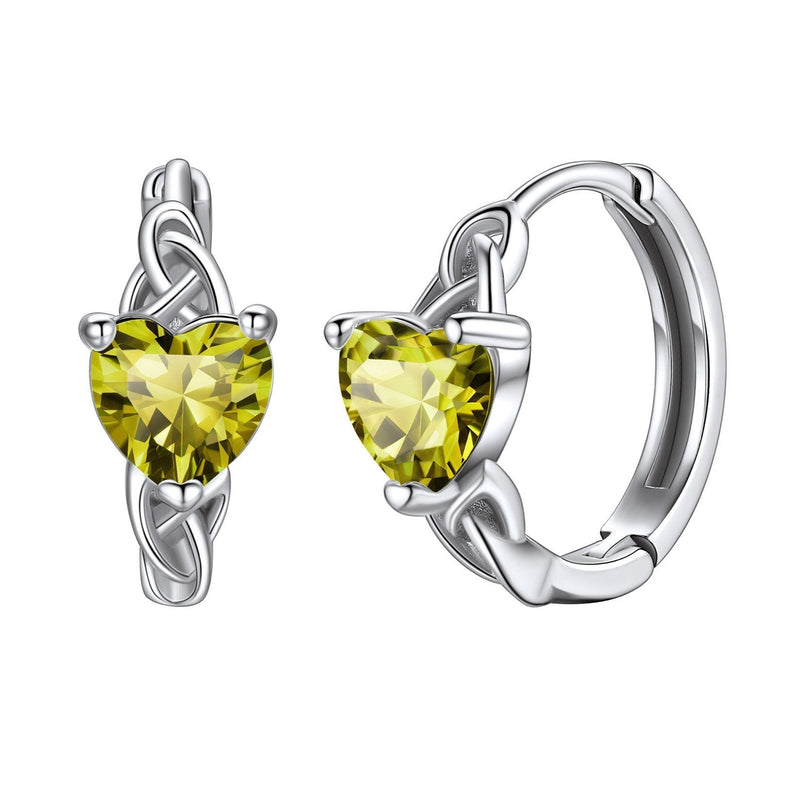 Sterling Silver Celtic Hoop Earrings With Birthstone for