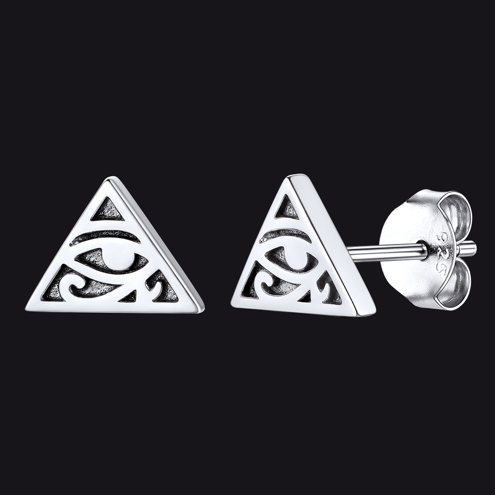 Sterling Silver Eye of Ra Stud Earrings for