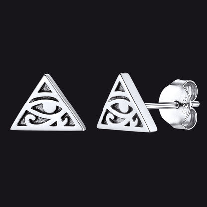 Sterling Silver Eye of Ra Stud Earrings for