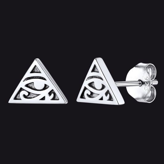 Sterling Silver Eye of Ra Stud Earrings for