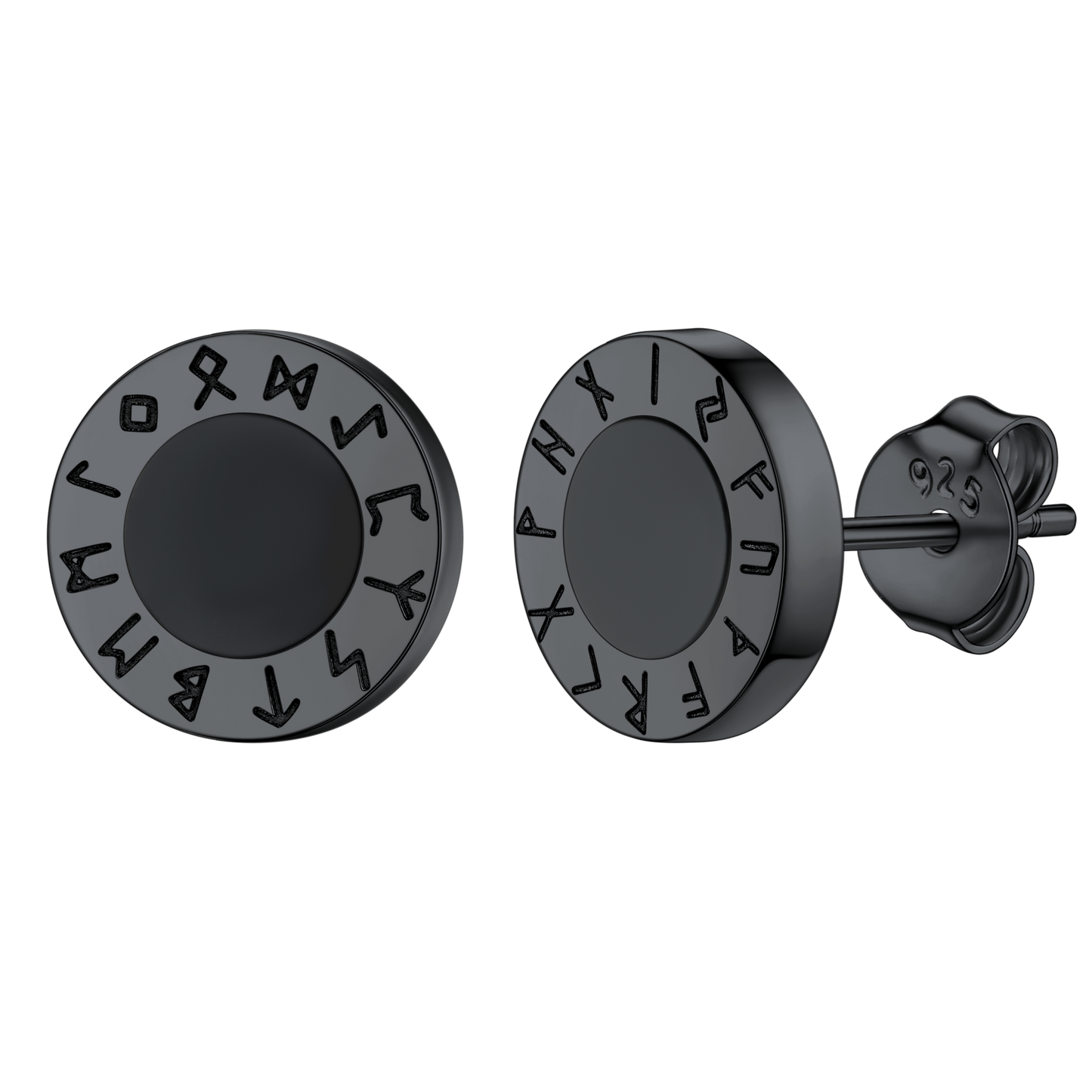 Black Onyx Diamond Stud Earrings for Sterling Silver