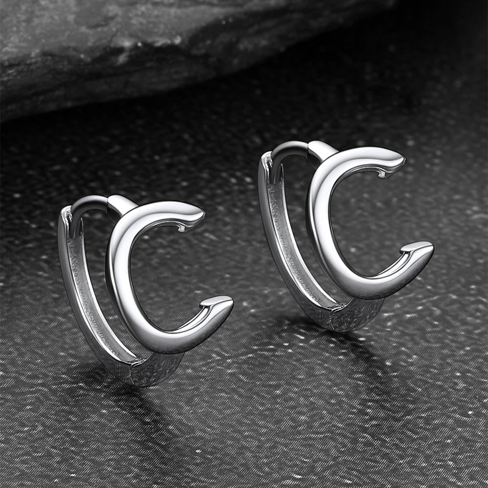 Sterling Silver Initial Letter A-z Hoop Earrings for