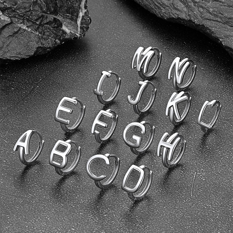 Sterling Silver Initial Letter A-z Hoop Earrings for