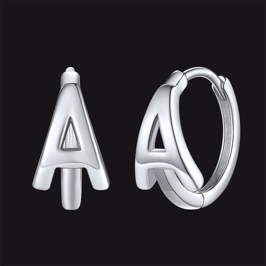 Sterling Silver Initial Letter A-z Hoop Earrings for