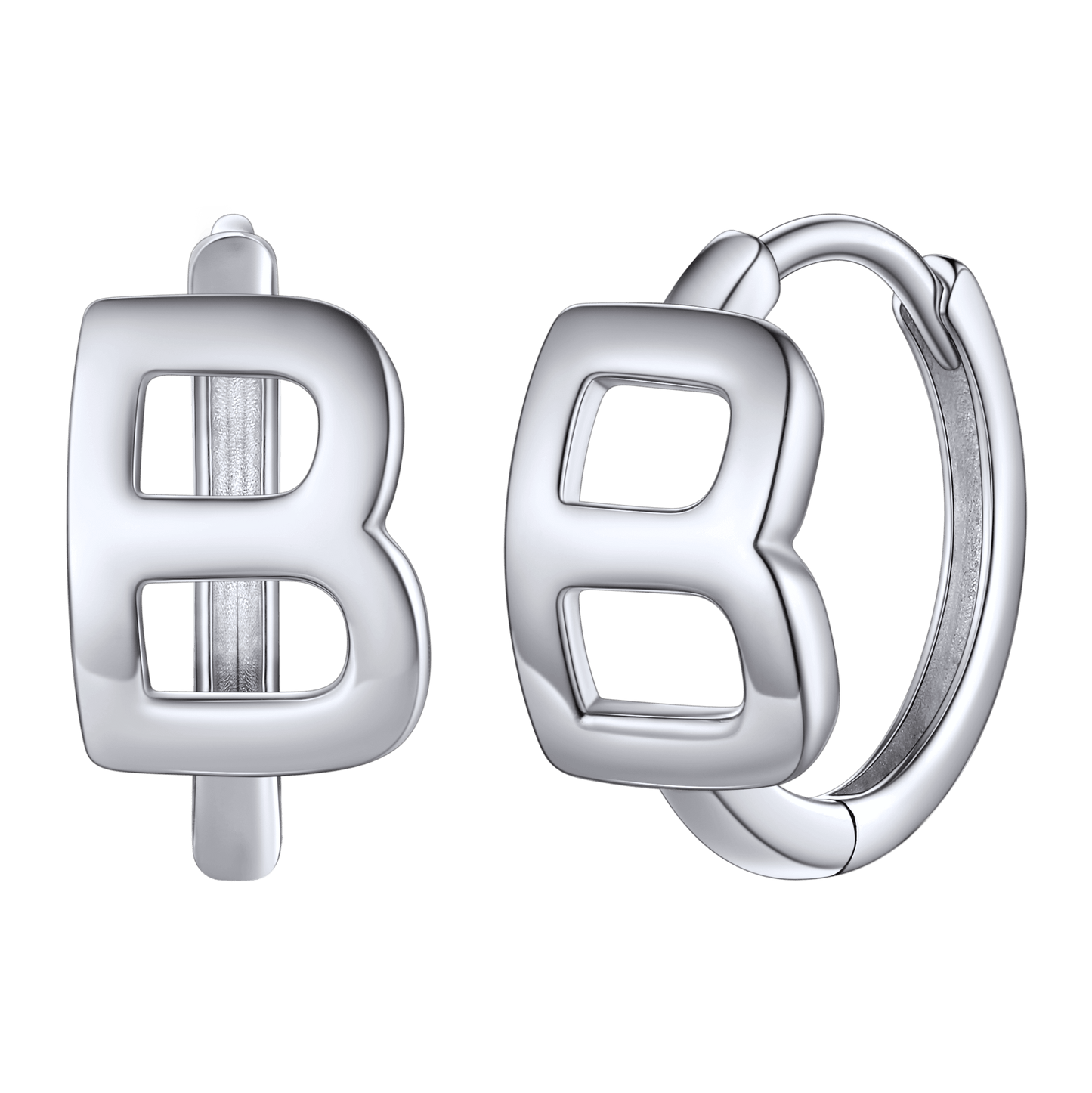 Sterling Silver Initial Letter A-z Hoop Earrings for