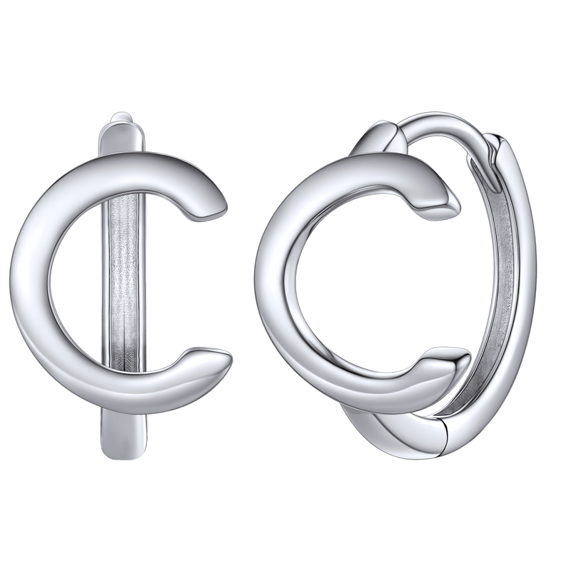 Sterling Silver Initial Letter A-z Hoop Earrings for