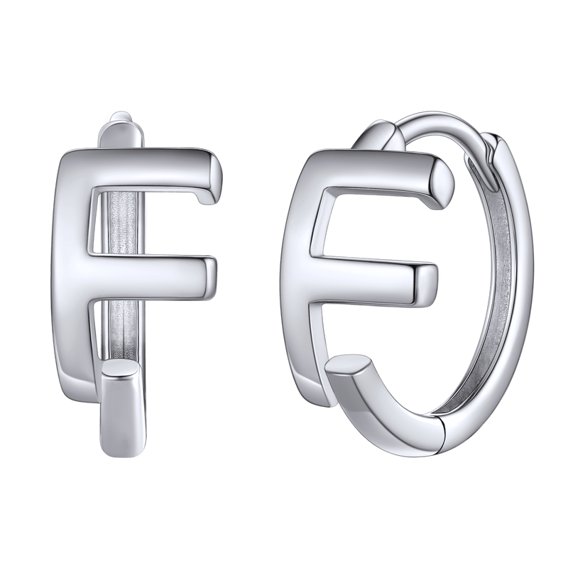 Sterling Silver Initial Letter A-z Hoop Earrings for