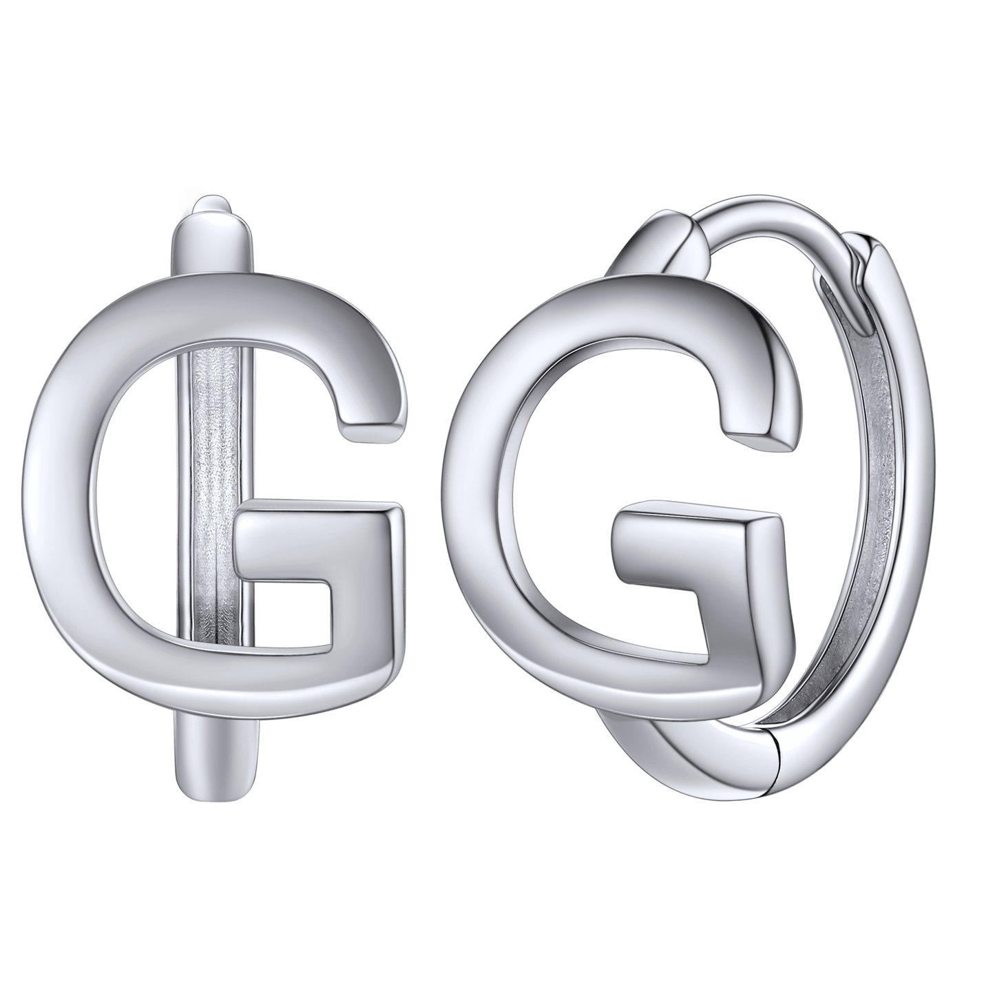 Sterling Silver Initial Letter A-z Hoop Earrings for