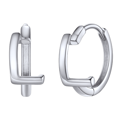 Sterling Silver Initial Letter A-z Hoop Earrings for