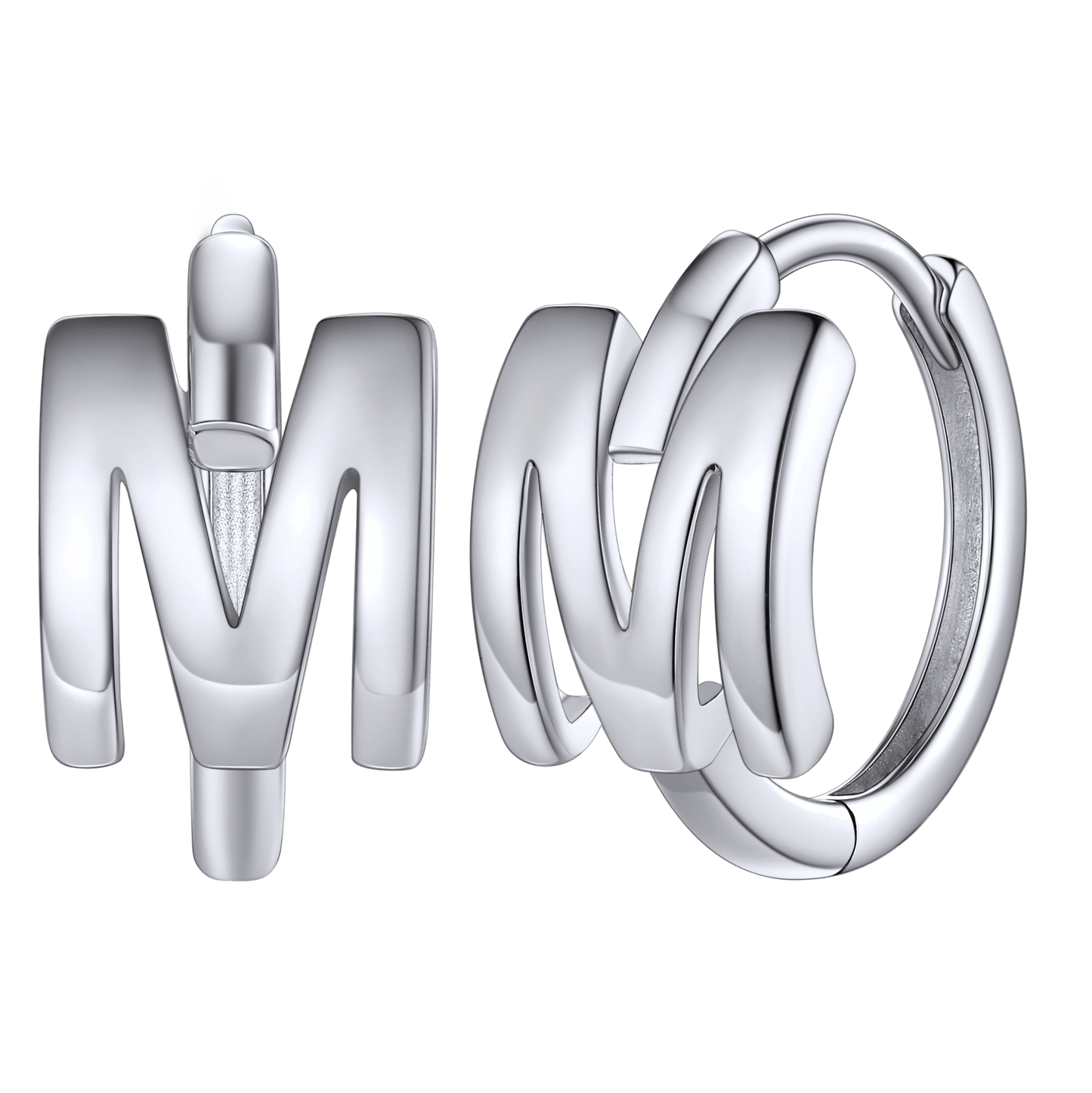 Sterling Silver Initial Letter A-z Hoop Earrings for