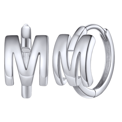 Sterling Silver Initial Letter A-z Hoop Earrings for