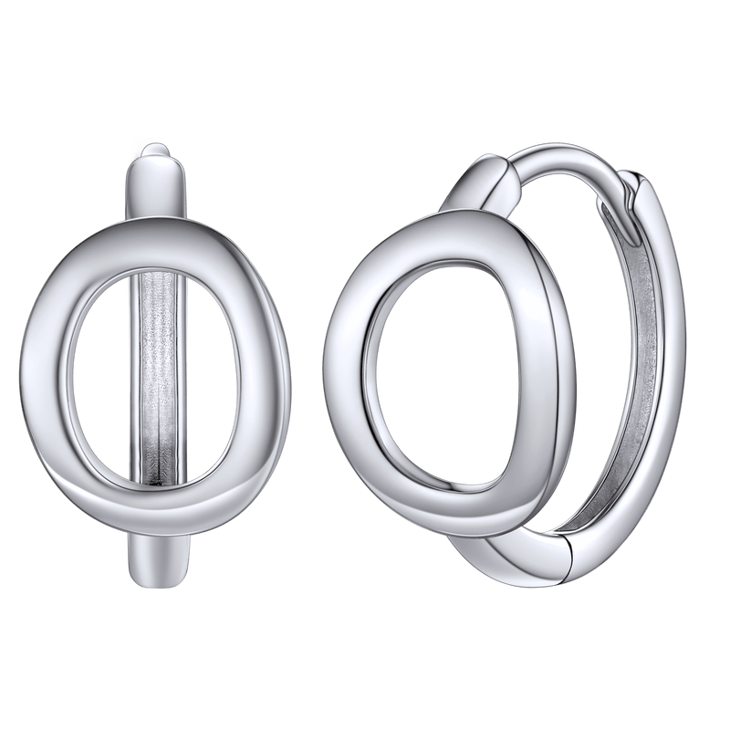 Sterling Silver Initial Letter A-z Hoop Earrings for