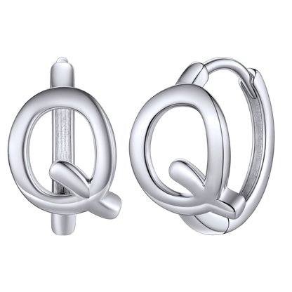 Sterling Silver Initial Letter A-z Hoop Earrings for