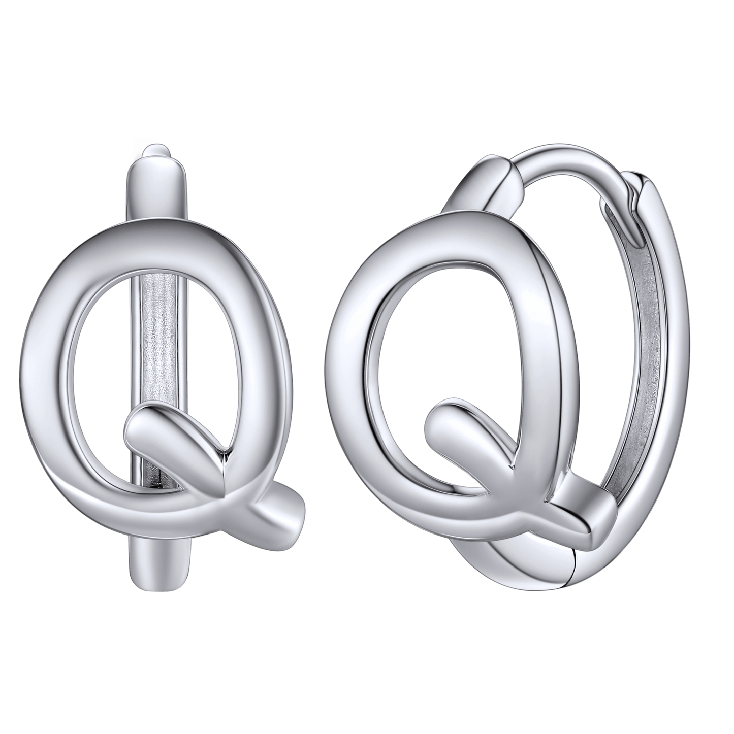 Sterling Silver Initial Letter A-z Hoop Earrings for