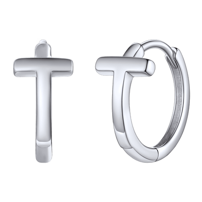Sterling Silver Initial Letter A-z Hoop Earrings for