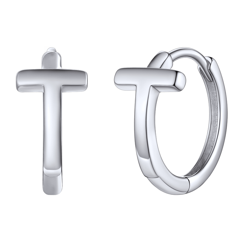 Sterling Silver Initial Letter A-z Hoop Earrings for