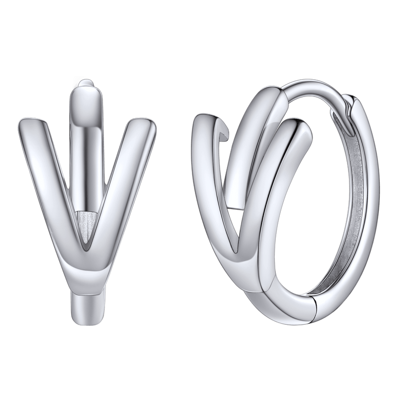 Sterling Silver Initial Letter A-z Hoop Earrings for