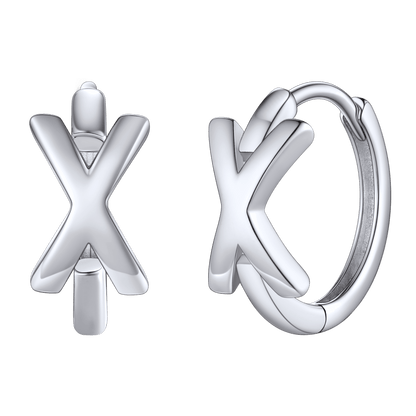 Sterling Silver Initial Letter A-z Hoop Earrings for