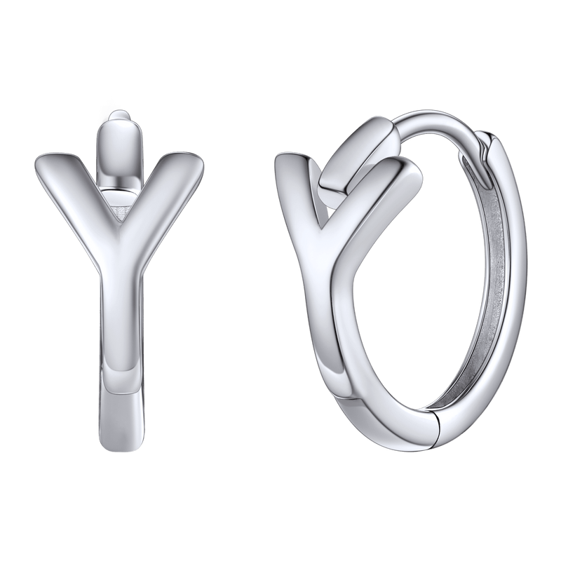 Sterling Silver Initial Letter A-z Hoop Earrings for