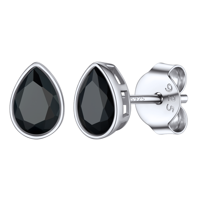 Flash Silver Water Drop Cubic Zirconia Stud Earrings for