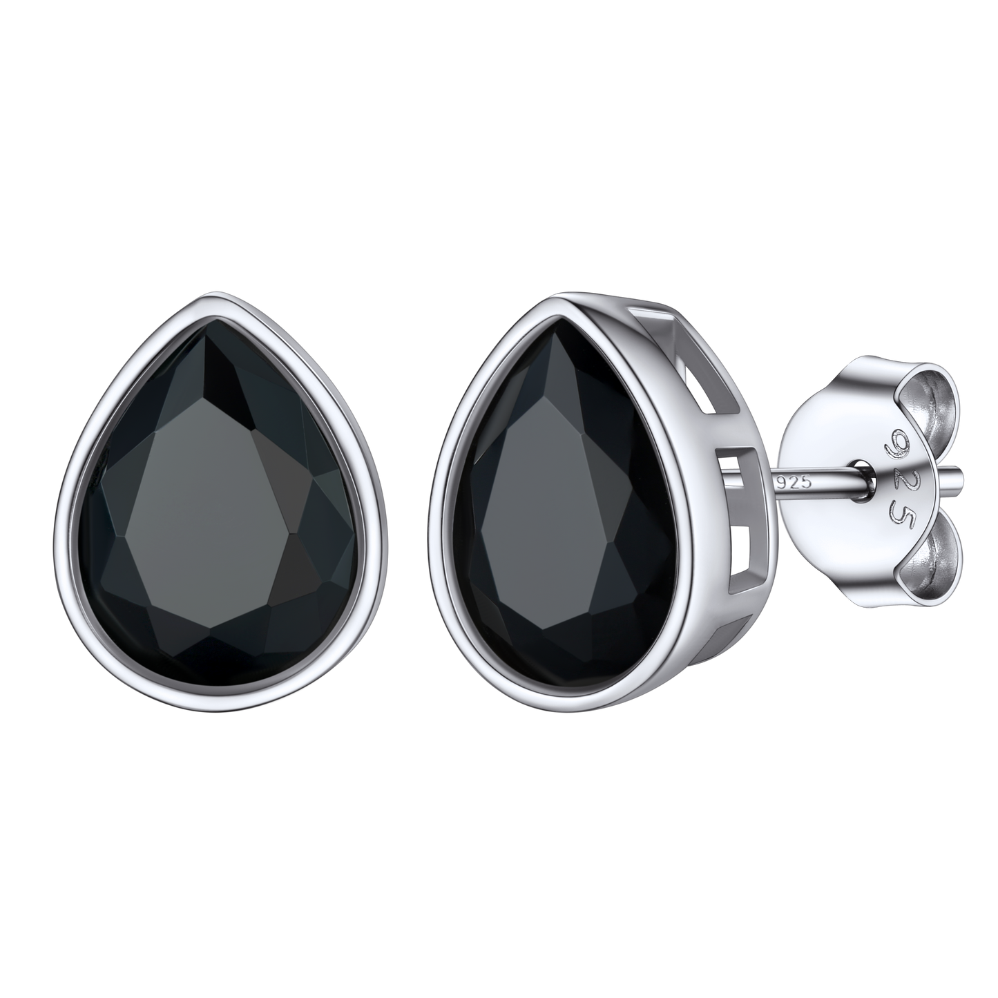 Flash Silver Water Drop Cubic Zirconia Stud Earrings for