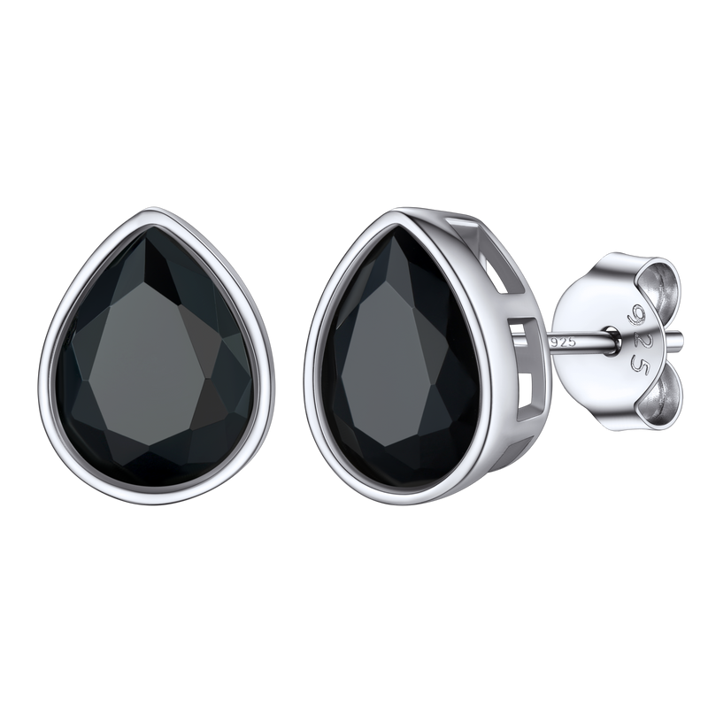 Flash Silver Water Drop Cubic Zirconia Stud Earrings for