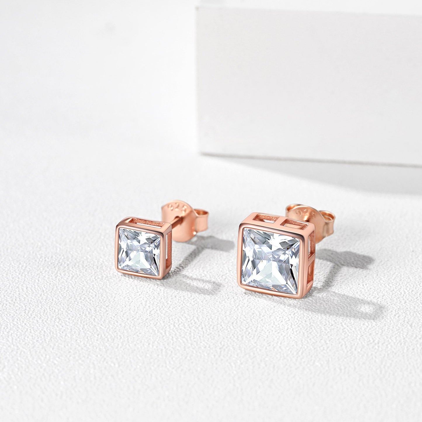 Flash Square Stud Earrings 5mm 7mm Width Sterling Silver