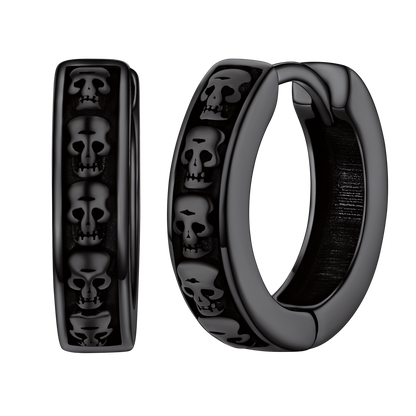 Gothic Skull Huggie Hoop Earrings for