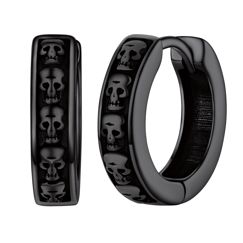 Gothic Skull Huggie Hoop Earrings for