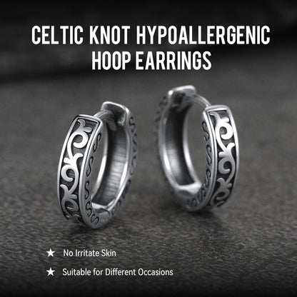 Sterling Silver Vine Celtic Huggie Hoop Earrings for