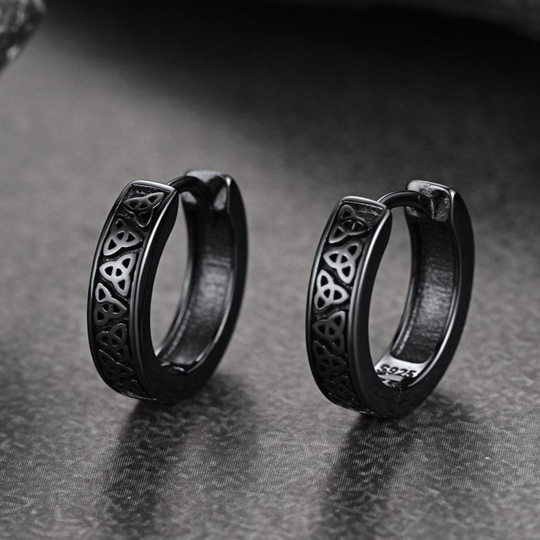 Sterling Silver Celtic Knot Huggie Hoop Earrings for