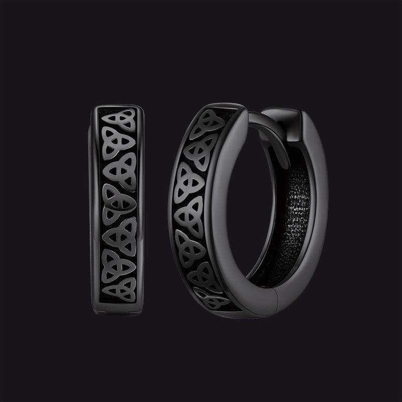 Sterling Silver Celtic Knot Huggie Hoop Earrings for