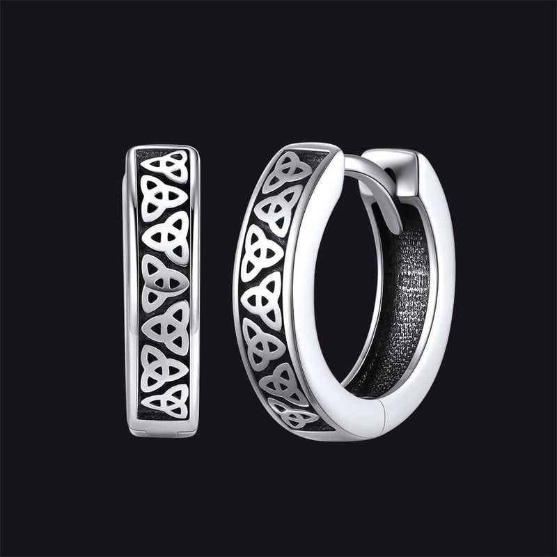 Sterling Silver Celtic Knot Huggie Hoop Earrings for