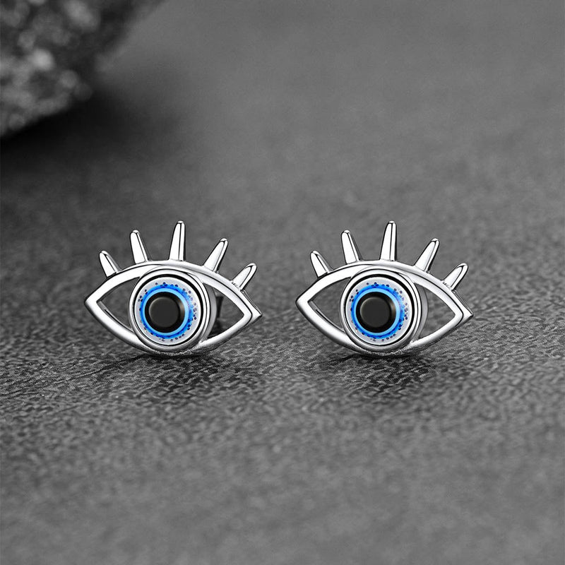 Sterling Silver Evil Eye Stud Earrings for