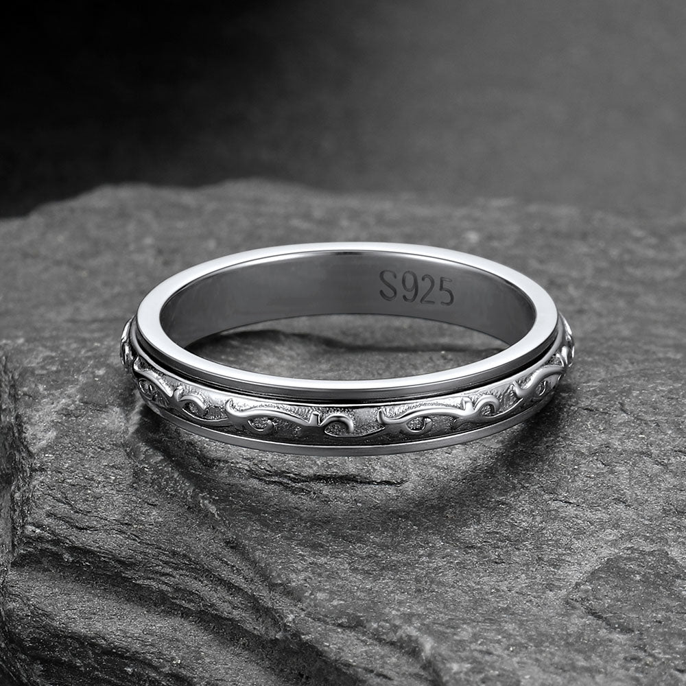 Sterling Silver Celtic Fidget Anxiety Band Ring for Couple