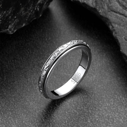 Sterling Silver Celtic Fidget Anxiety Band Ring for Couple