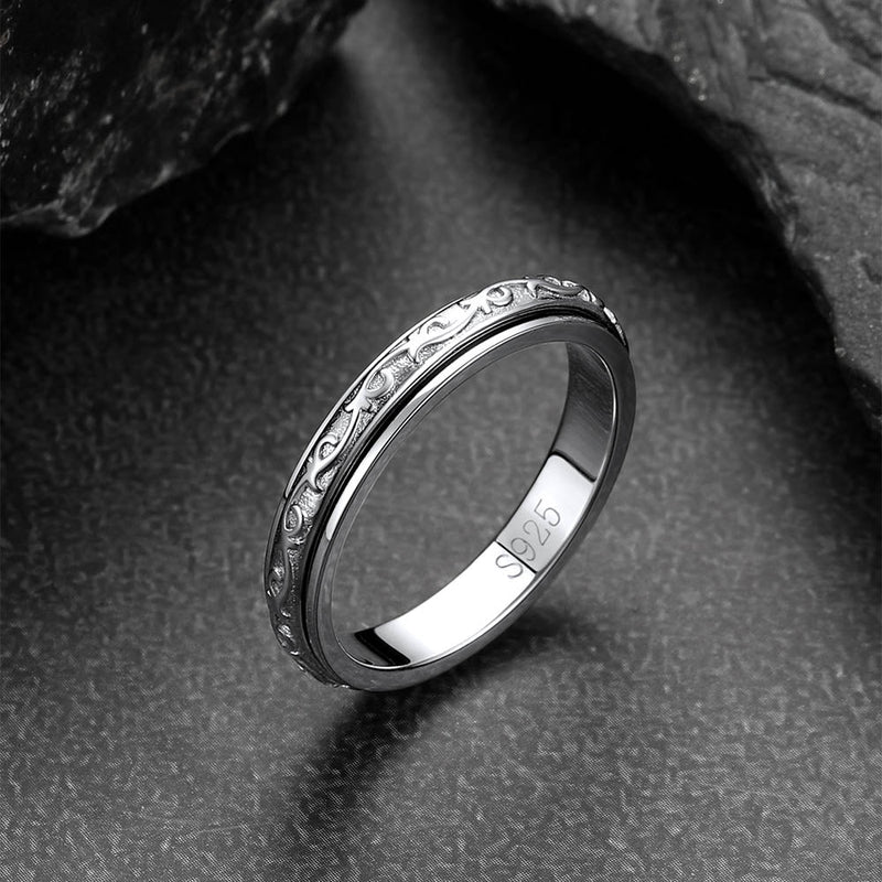 Sterling Silver Celtic Fidget Anxiety Band Ring for Couple