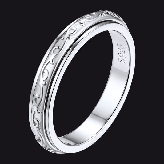 Sterling Silver Celtic Fidget Anxiety Band Ring for Couple