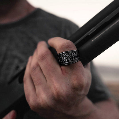 Norse Viking Valknut Ring With Rune for