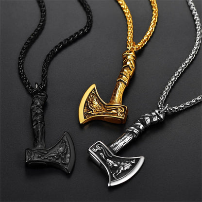 Norse Viking Battle Axe Necklace Amulet Jewelry for